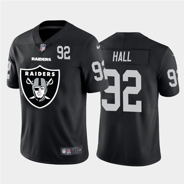 Personalized Raiders 92 P.J. Hall Black Team Big Logo Number Untouchable Limited Jersey