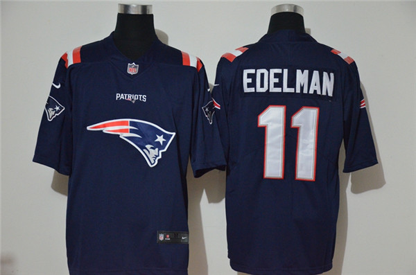 Personalized Patriots 11 Julian Edelman Navy Team Big Logo Untouchable Limited Jersey