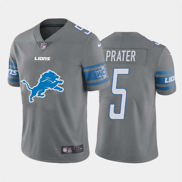 Personalized Lions 5 Matt Prater Gray Team Big Logo Untouchable Limited Jersey
