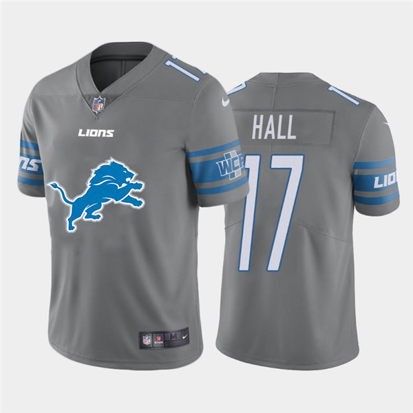 Personalized Lions 17 Marvin Hall Gray Team Big Logo Untouchable Limited Jersey