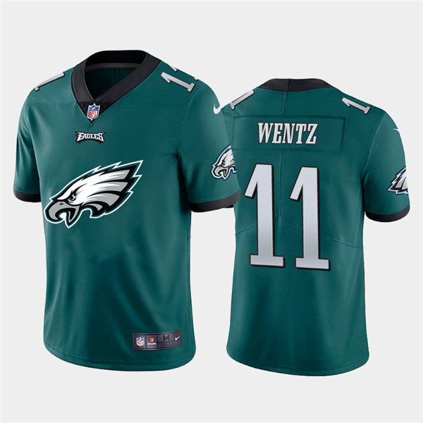 Personalized Eagles 11 Carson Wentz Green Team Big Logo Untouchable Limited Jersey
