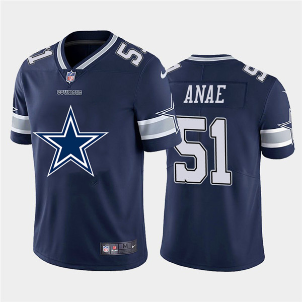 Personalized Cowboys 51 Bradlee Anae Navy Team Big Logo Untouchable Limited Jersey