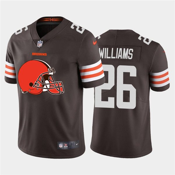 Personalized Browns 26 Greedy Williams Brown Team Big Logo Untouchable Limited Jersey