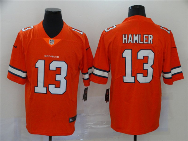 Personalized Broncos 13 KJ Hamler Orange 2020 NFL Draft Color Rush Limited Jersey
