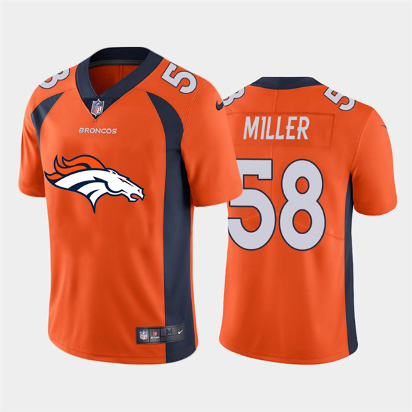 Personalized Broncos 58 Von Miller Orange Team Big Logo Untouchable Limited Jersey