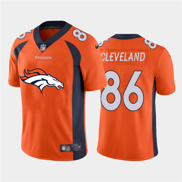 Personalized Broncos 86 Tyrie Cleveland Orange Team Big Logo Untouchable Limited Jersey