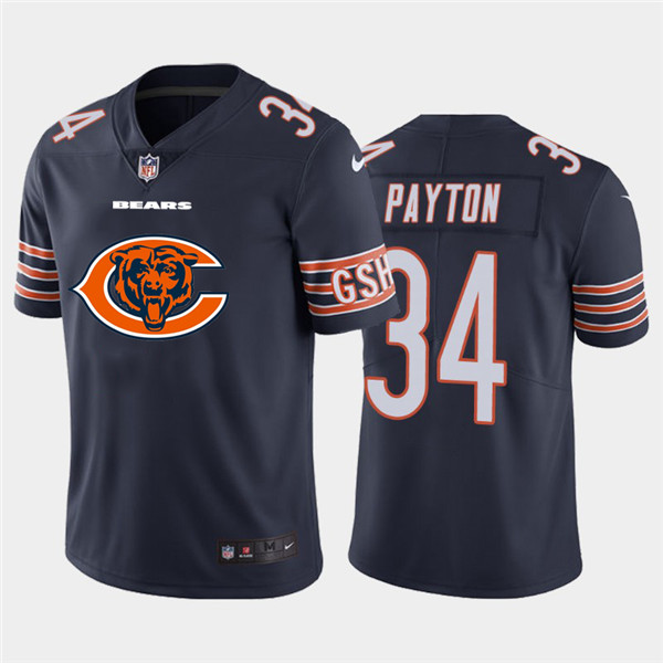 Personalized Bears 34 Walter Payton Navy Team Big Logo Untouchable Limited Jersey