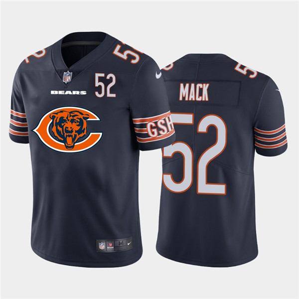 Personalized Bears 52 Khalil Mack Navy Team Big Logo Number Untouchable Limited Jersey