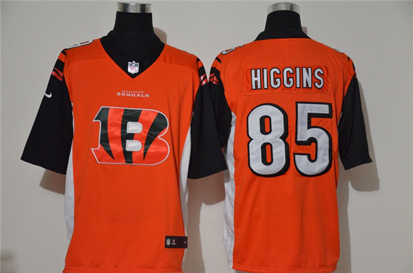 Personalized Bengals 85 Tee Higgins Orange Team Big Logo Untouchable Limited Jersey