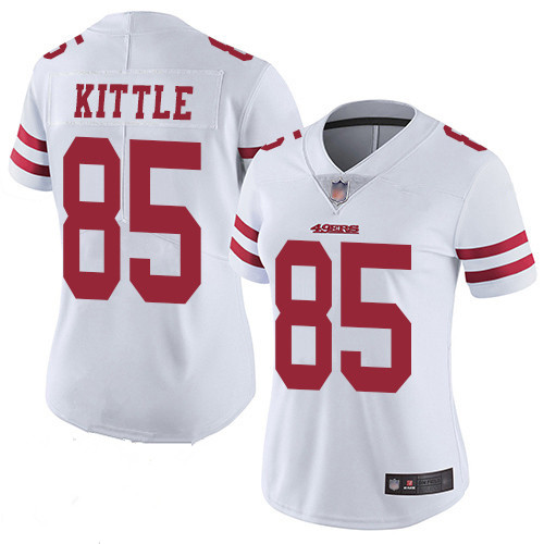 Personalized Women’s 49ers #85 George Kittle White Football Untouchable Limited Jersey