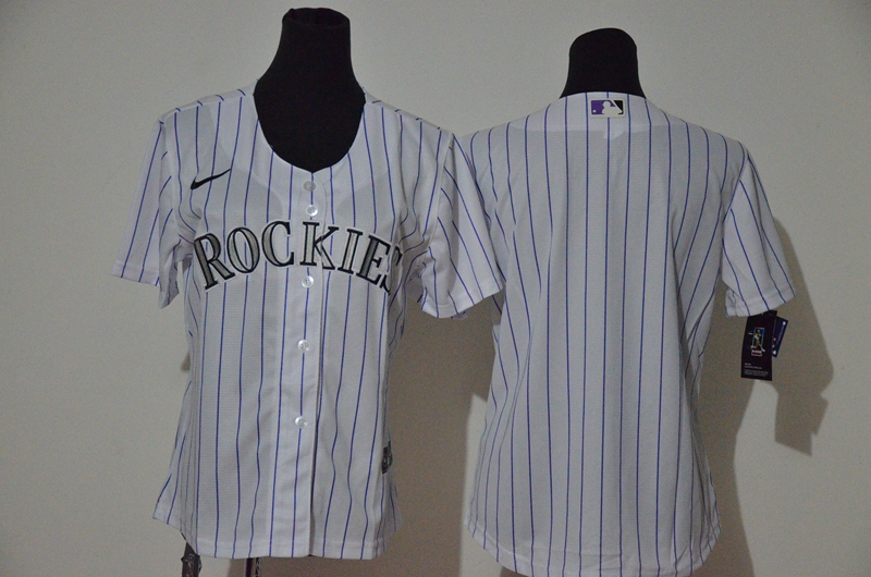 Personalized Women Rockies Blank White Women Cool Base Jersey