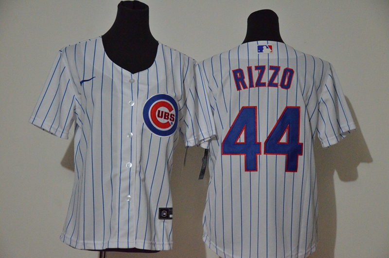 Personalized Women Cubs 44 Anthony Rizzo White Women Cool Base Jersey