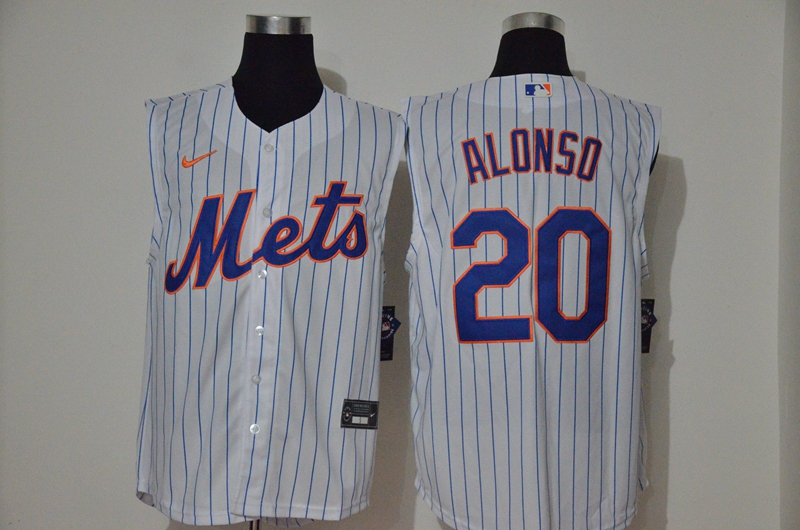 Personalized Mets 20 Pete Alonso White Cool Base Sleeveless Jersey