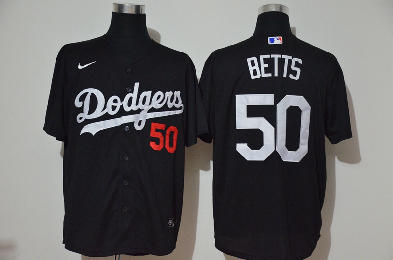 Personalized Dodgers 50 Mookie Betts Black 2020 Cool Base Jersey