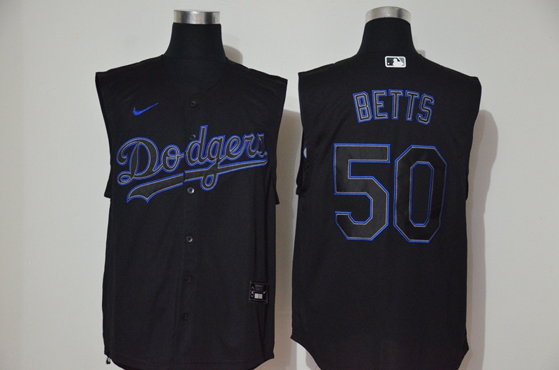 Personalized Dodgers 50 Mookie Betts Black Cool Base Sleeveless Jersey