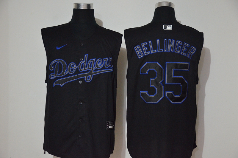 Personalized Dodgers 35 Cody Bellinger Black Cool Base Sleeveless Jersey