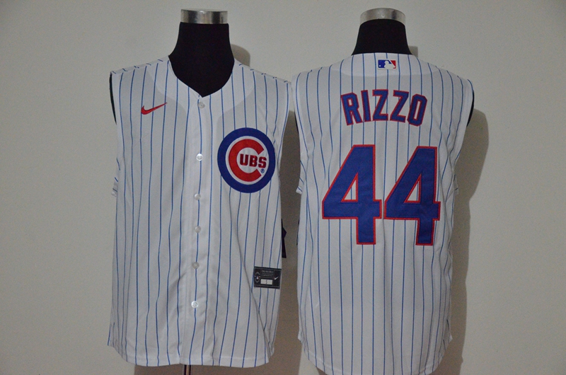 Personalized Cubs 44 Anthony Rizzo White Cool Base Sleeveless Jersey