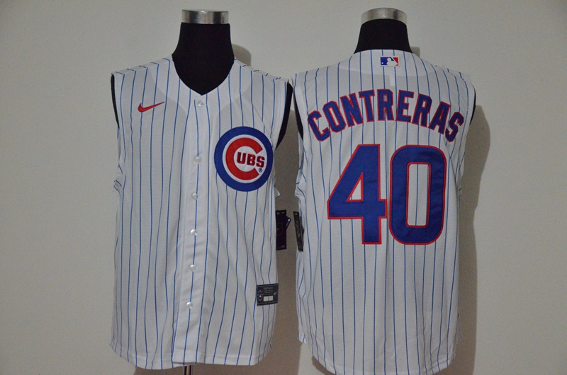 Personalized Cubs 40 Willson Contreras White Cool Base Sleeveless Jersey