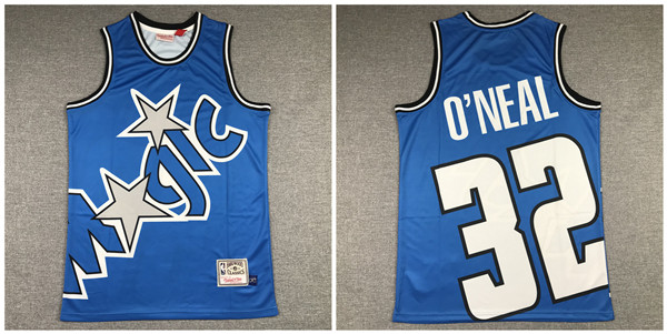 Personalized Magic 32 Shaquille O’Neal Blue Hardwood Classics Jersey