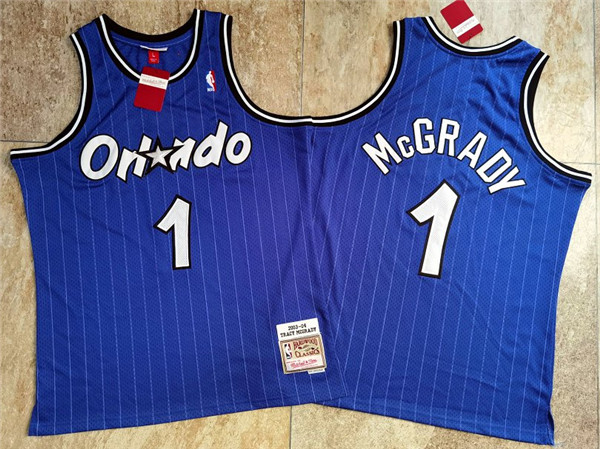 Personalized Magic 1 Tracy McGrady Blue 2003-04 Hardwood Classics Swingman Jersey