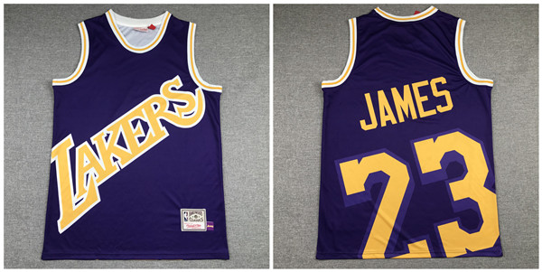 Personalized Lakers 23 Lebron James Purple Hardwood Classics Jersey