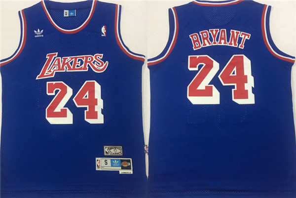 Personalized Lakers 24 Kobe Bryant Blue Hardwood Classics Mesh Jersey