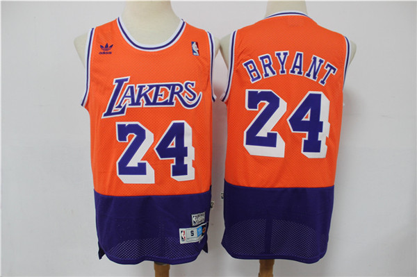 Personalized Lakers 24 Kobe Bryant Orange Navy Split Hardwood Classics Jersey