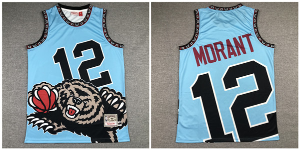 Personalized Grizzlies 12 Ja Morant Blue Hardwood Classics Jersey