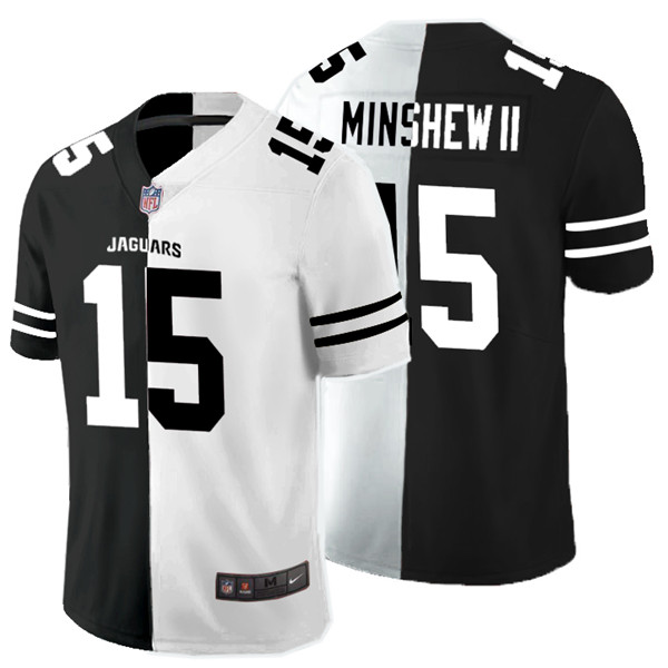 Personalized Jaguars 15 Gardner Minshew II Black And White Split Untouchable Limited Jersey
