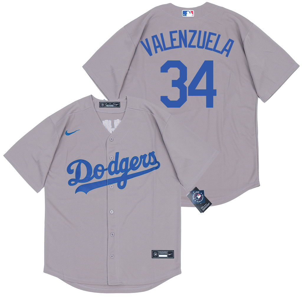 Personalized Dodgers 34 Fernando Valenzuela Gray 2020 Cool Base Jersey