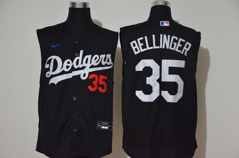 Personalized Dodgers 35 Cody Bellinger Black Cool Base Sleeveless Jersey