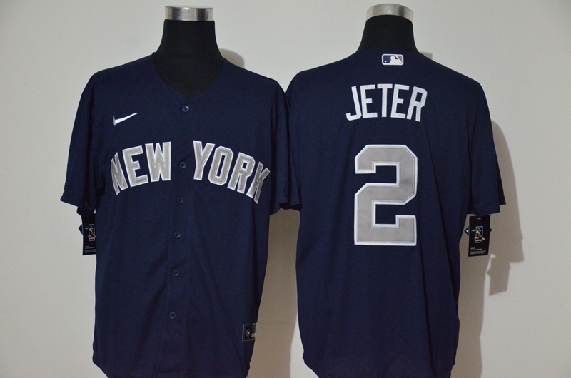 Personalized Yankees 2 Derek Jeter Navy Cool Base Jersey