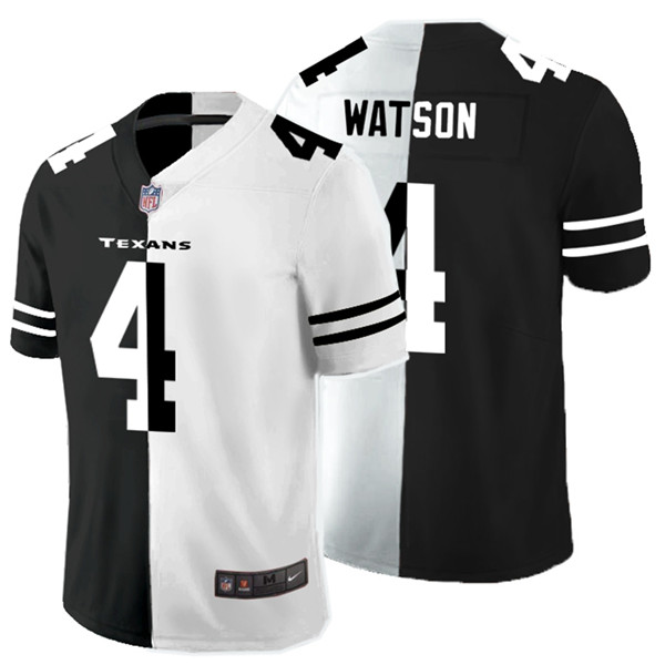 Personalized Texans 4 Deshaun Watson Black And White Split Untouchable Limited Jersey