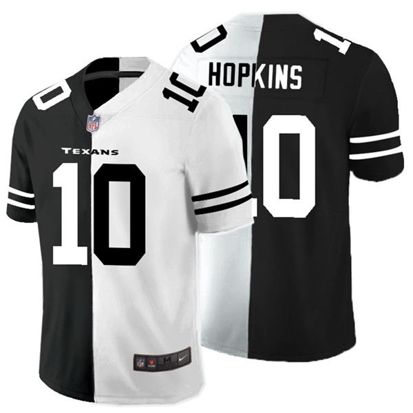 Personalized Texans 10 DeAndre Hopkins Black And White Split Untouchable Limited Jersey
