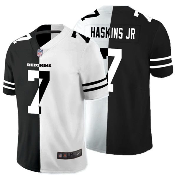 Personalized Redskins 7 Dwayne Haskins Jr Black And White Split Untouchable Limited Jersey