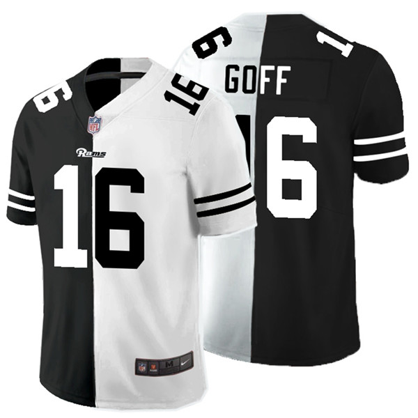 Personalized Rams 16 Jared Goff Black And White Split Untouchable Limited Jersey