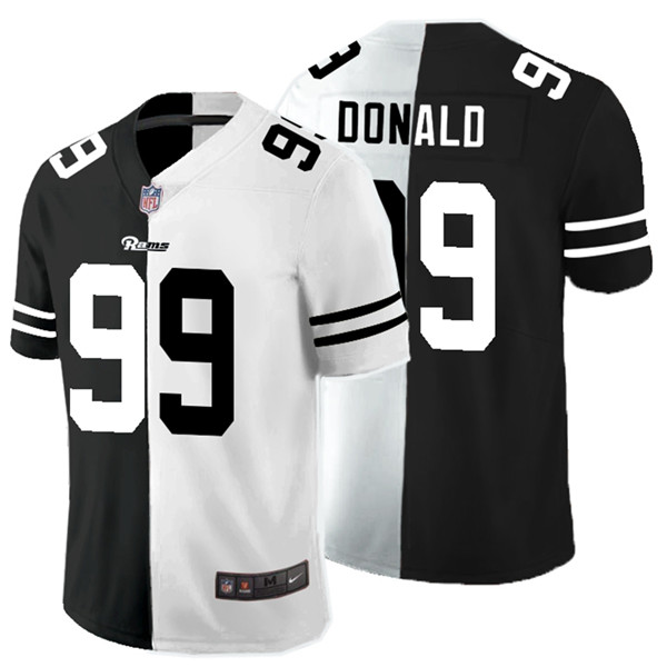 Personalized Rams 99 Aaron Donald Black And White Split Untouchable Limited Jersey