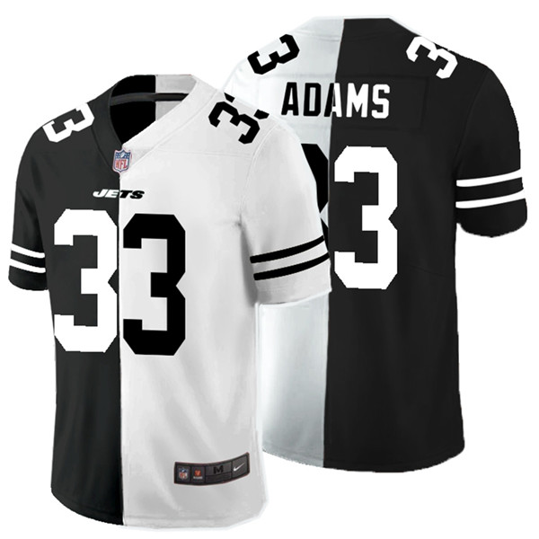 Personalized Jets 33 Jamal Adams Black And White Split Untouchable Limited Jersey