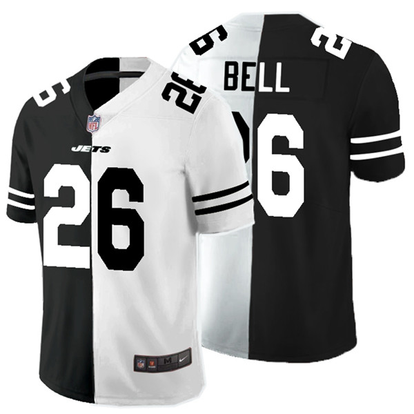 Personalized Jets 26 Le’Veon Bell Black And White Split Untouchable Limited Jersey