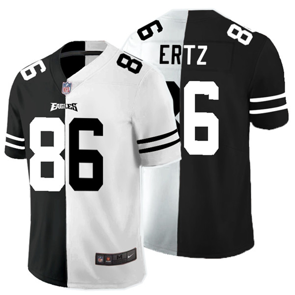 Personalized Eagles 86 Zach Ertz Black And White Split Untouchable Limited Jersey