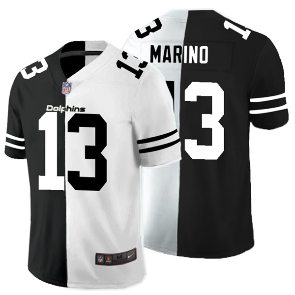 Personalized Dolphins 13 Dan Marino Black And White Split Untouchable Limited Jersey