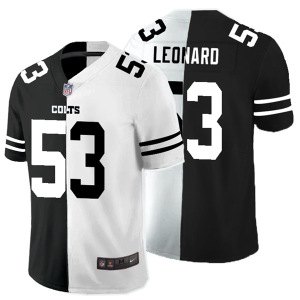 Personalized Colts 53 Darius Leonard Black And White Split Untouchable Limited Jersey