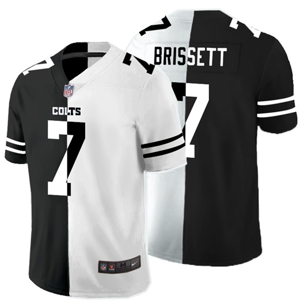 Personalized Colts 7 Jacoby Brissett Black And White Split Untouchable Limited Jersey