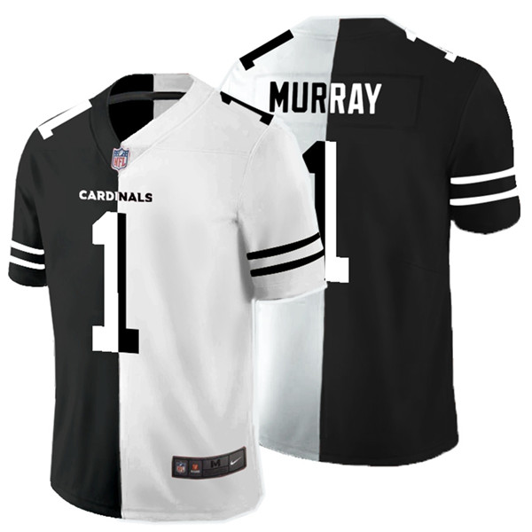Personalized Cardinals 1 Kyler Murray Black And White Split Untouchable Limited Jersey