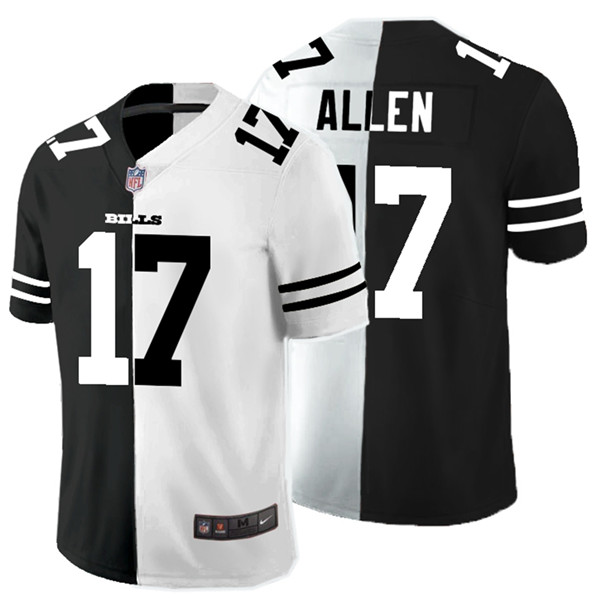 Personalized Bills 17 Josh Allen Black And White Split Untouchable Limited Jersey