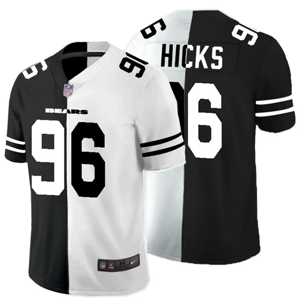 Personalized Bears 96 Akiem Hicks Black And White Split Untouchable Limited Jersey