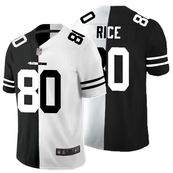 Personalized 49ers 80 Jerry Rice Black And White Split Untouchable Limited Jersey