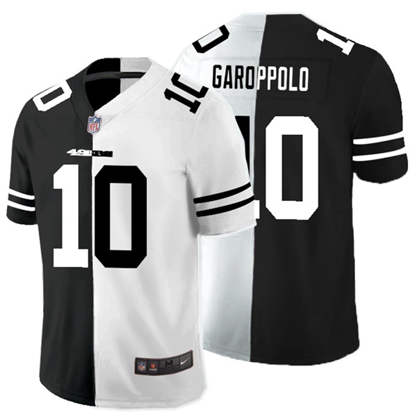 Personalized 49ers 10 Jimmy Garoppolo Black And White Split Untouchable Limited Jersey