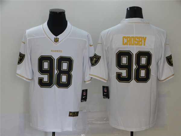 Personalized Raiders 98 Maxx Crosby White Gold Untouchable Limited Jersey