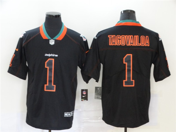 Personalized Dolphins 1 Tua Tagovailoa Black Shadow Legend Limited Jersey